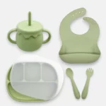 conjunto alimentacao silicone verde