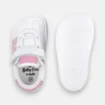 sapatilha crianca barefoot chetto branco rosa frente e tras
