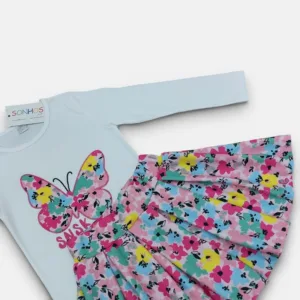 conjunto camisola borboleta bordada saia detalhes
