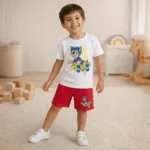 conjunto calcao shirt pup vermelha