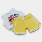 conjunto shirt calcao K POP amarelo detalhe
