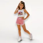 conjunto shirt calcao K POP rosa